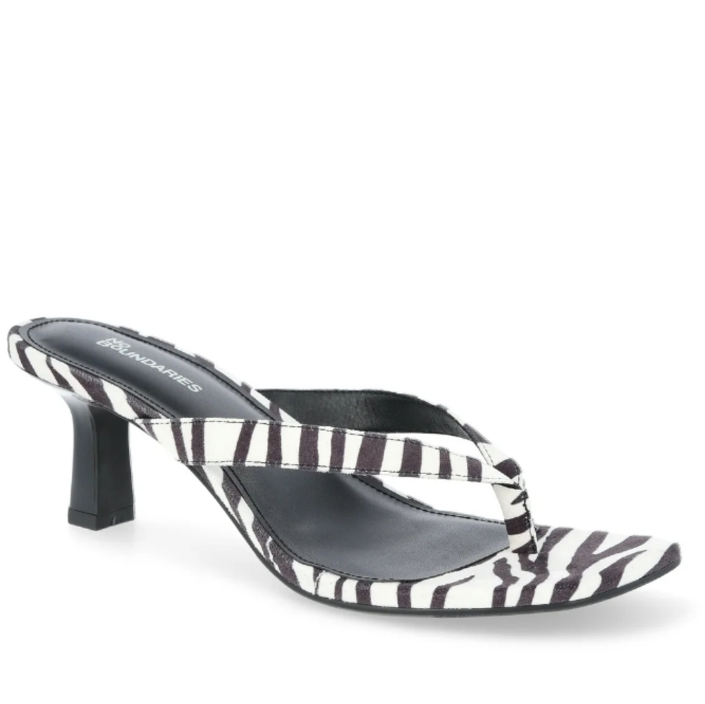Women's Kitten Heel Thong Zebra Striped Sandals   Various Sizes   NWT